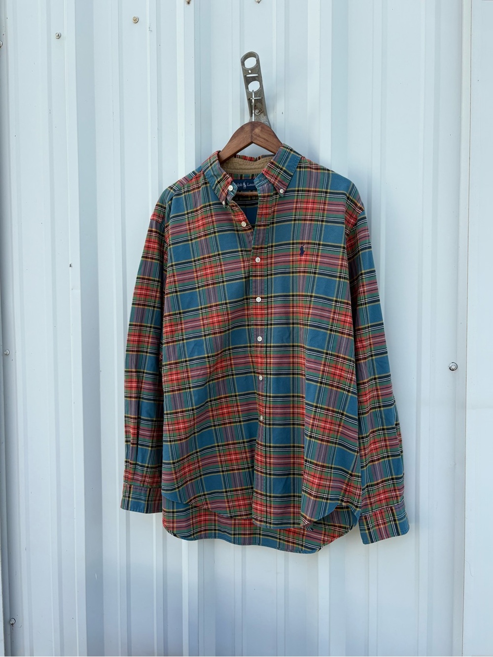 Ralph Lauren Shirt Mens L Multicolor Stripe Button down Colorblock vintage